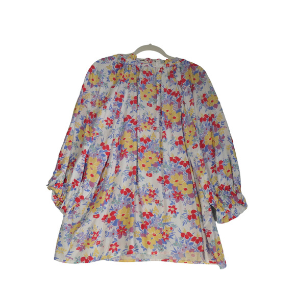 Jones and Co Blouse Womens 1X White Floral V Neck 3/4 Sleeve Peasant Boho - Picture 7 of 13